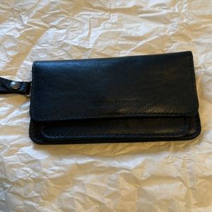 Portland Leather Pebbled Black AP Lily Wristlet.